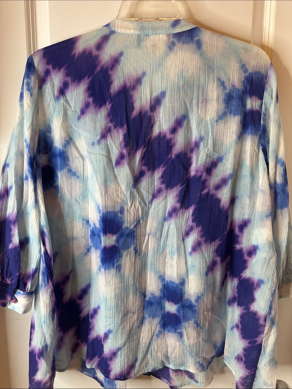 Jones New York Blue & Purple Tie-Dye Button Front Tunic - Picture 5 of 5
